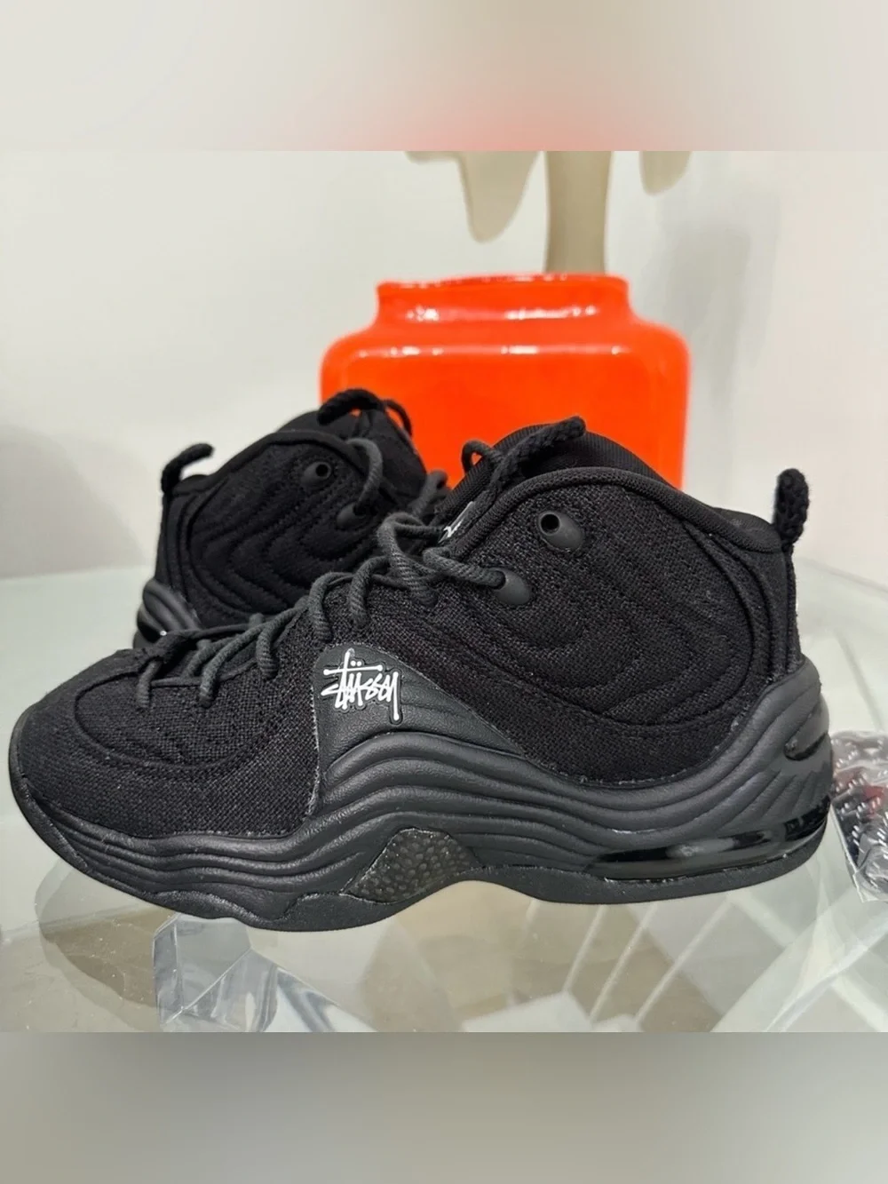 Stussy x Nike Air Penny 2 Black Sneakers SZ 6M 7.5W Athleisure NWOT Retail $200